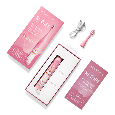 Электрическая звуковая зубная щётка Revyline RL 035 Kids, Pink