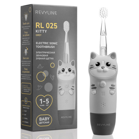 Электрическая звуковая зубная щётка Revyline RL 025 Baby Kitty, Grey