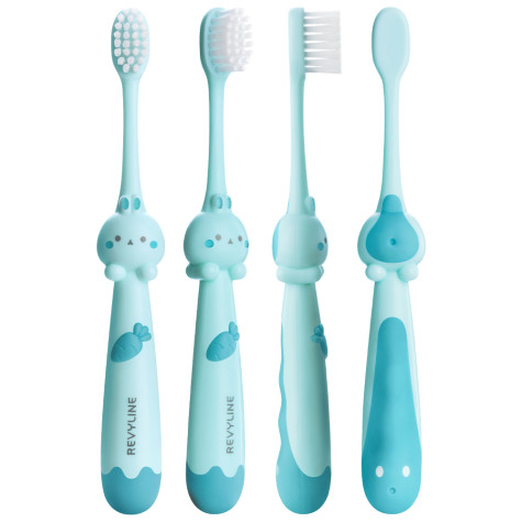 Набор зубных щеток Revyline Bunny Duo, от 3 лет, желтая и голубая