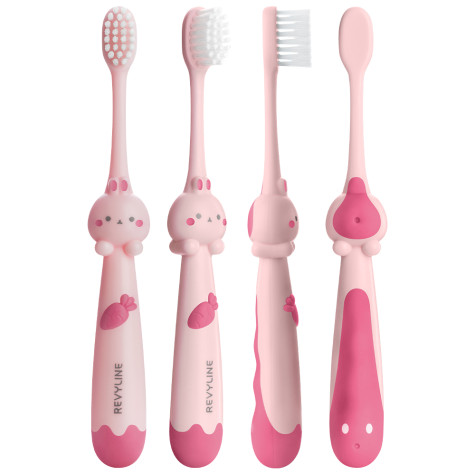 Набор зубных щеток Revyline Bunny Duo, от 3 лет, розовая и оранжевая