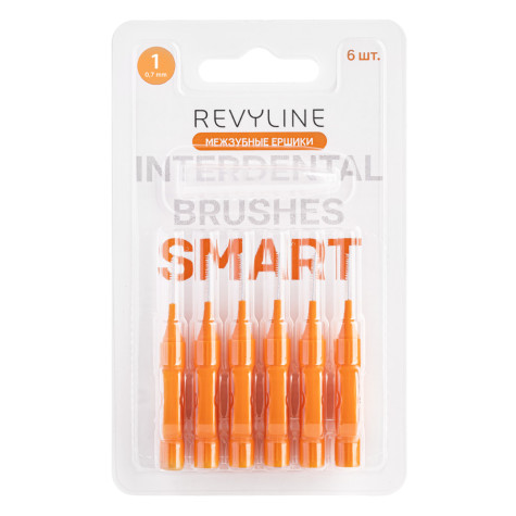 Ершики межзубные Revyline Smart, размер 1 (0,45 мм) оранжевые, 6 шт.