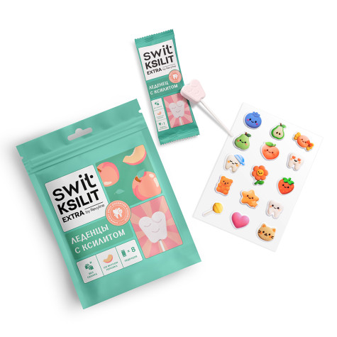Леденцы на палочке Swit by Revyline Ksilit Extra Персик, 8 шт.