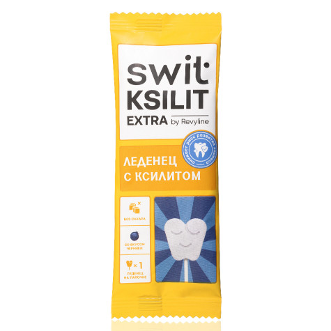 Леденец на палочке Swit by Revyline Ksilit Extra Черника, 1 шт.
