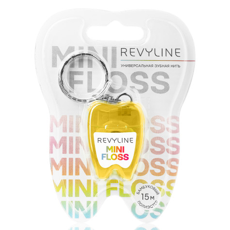 Зубная нить вощеная Revyline floss mini, полиэстер с бамбуковым углем, 15 м, желтая